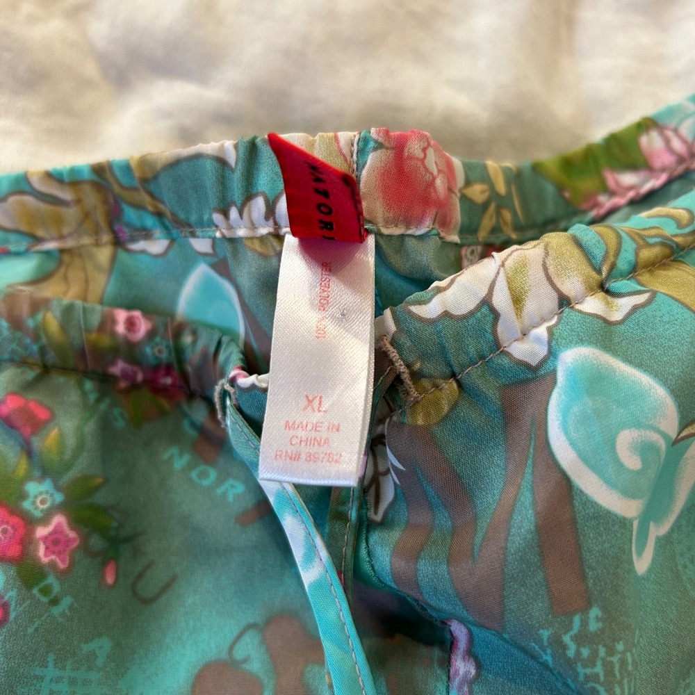 Josie Natori Women XL Asian Inspired Floral Print Capris Lounge Pants PJ Pajama - Picture 5 of 9